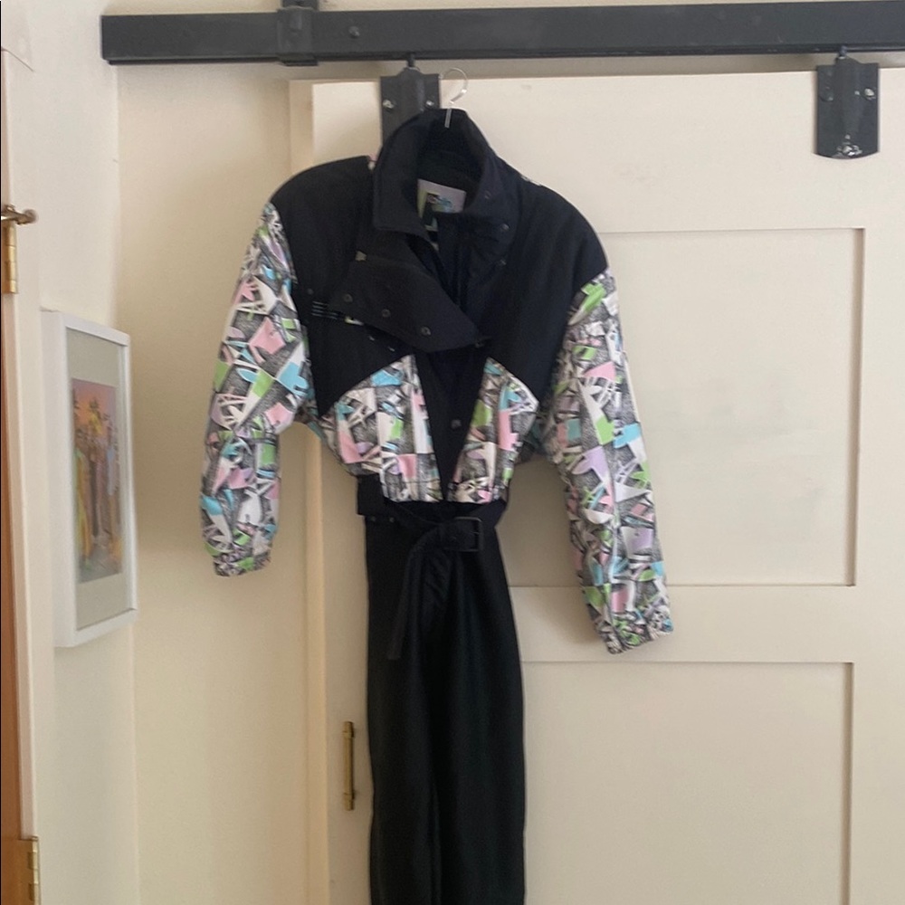 Black Ski & Snow Jacket with Vibrant Floral Sleeves